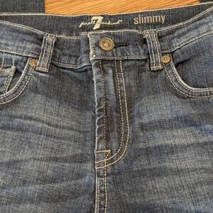 7 For All Mankind Slimmy Women’s Size 12 Blue Stretch Denim Jeans 33” Inseam